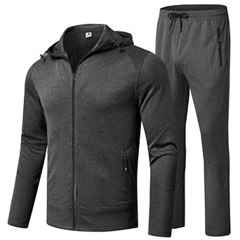 Men's Tracksuits Full Zip Jacket Drawstring Pants With Zipper Pockets For Running Workout