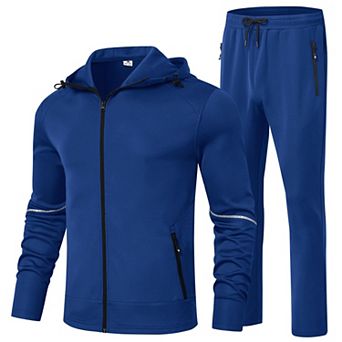 Men's Tracksuits Full Zip Jacket Drawstring Pants With Zipper Pockets For Running Workout