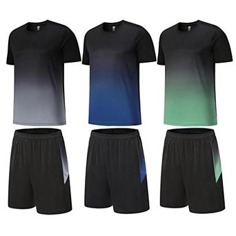 Men's 3-Pack Athletic Workout Sets Gym Running Basketball Soccer Outfits
