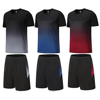 Men's 3-Pack Athletic Workout Sets Gym Running Basketball Soccer Outfits