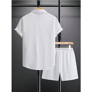 Men 2 Pcs Linen Short Set Summer Casual Vacation Wear