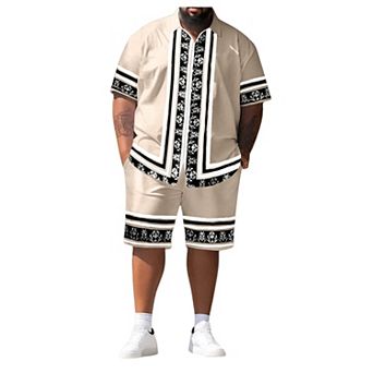 Big And Tall Matching Shirt Shorts Set Vacation Casual Wear