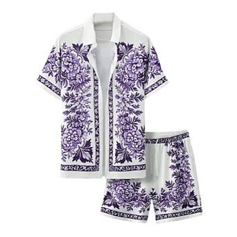 Big And Tall Matching Shirt Shorts Set Vacation Casual Wear