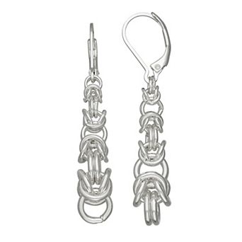 Napier Silver Tone Chain Effect Long Drop Earrings