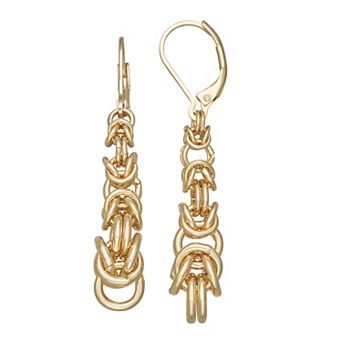 Napier Gold Tone Chain Effect Long Drop Earrings