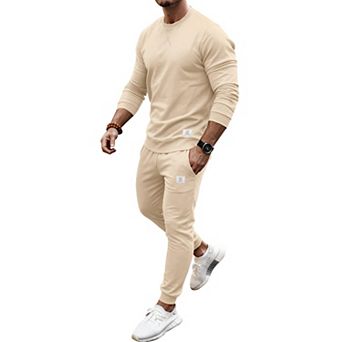 Men's 2 pc Lightweight Long Sleeve Crewneck Jogger Tracksuit Casual Outfits