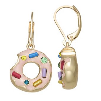 Napier Gold Tone Donut Drop Leverback Earrings