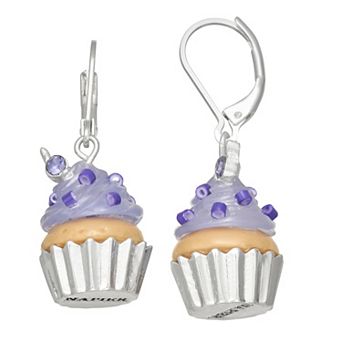 Napier Silver Tone Cupcake Leverback Drop Earrings