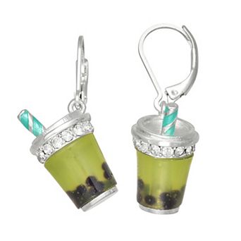 Napier Silver Tone Matcha Tea Leverback Drop Earrings