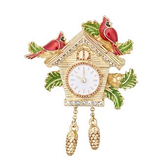 Napier Gold Tone Bird House Clock Pin