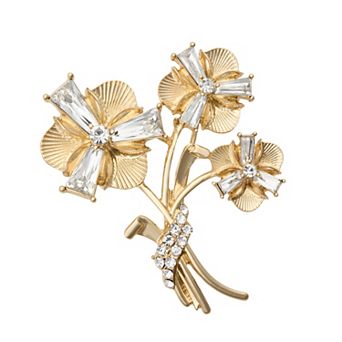Napier Gold Tone Polished Flower Bouquet Pin
