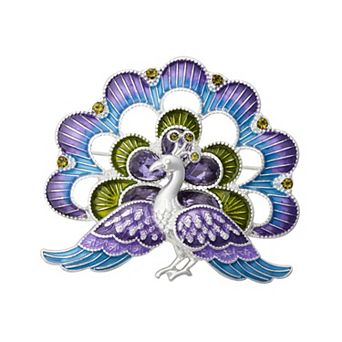 Napier Silver Tone Polished Peacock Pin