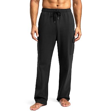Men's Cargo Pocket Open Bottom Yoga Sweatpants Lounge Athletic Workout Pants