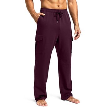 Men's Cargo Pocket Open Bottom Yoga Sweatpants Lounge Athletic Workout Pants
