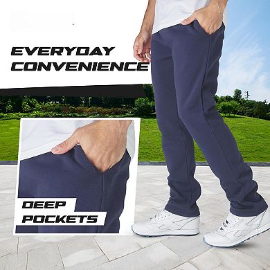 3-Pack Mens Fleece Wide Leg Workout Pants With Pockets