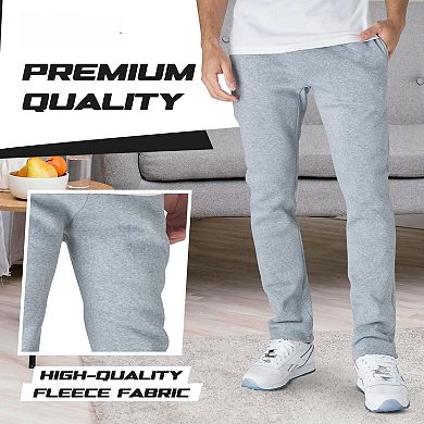 3-Pack Mens Fleece Wide Leg Workout Pants With Pockets