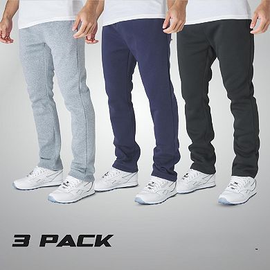 3-Pack Mens Fleece Wide Leg Workout Pants With Pockets