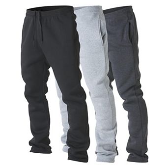 3-Pack Mens Fleece Wide Leg Workout Pants With Pockets