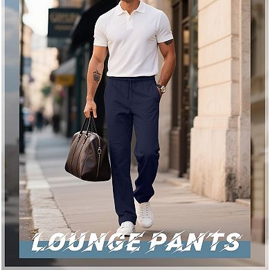 4-Pack Men's Baggy Wide Leg Open Bottom Athletic Lounge Pants With Pockets