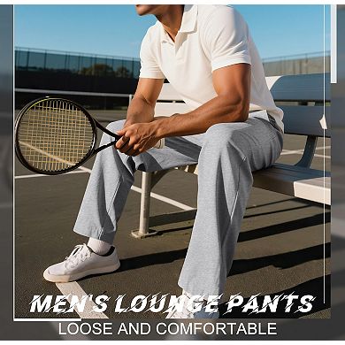 4-Pack Men's Baggy Wide Leg Open Bottom Athletic Lounge Pants With Pockets