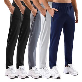 5-Pack Men's Stretch Athletic Pants Zipper Pockets Drawstring Waist