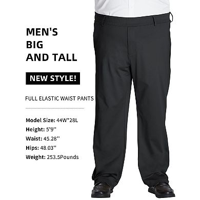 Big And Tall Stretch Casual Pants Elastic Waist Zip Fly Slacks