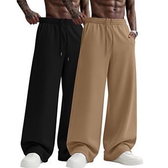 2-Pack Big And Tall Mens Baggy Athletic Open Bottom Joggers With Pockets