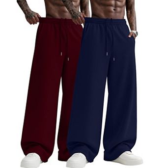 2-Pack Big And Tall Mens Baggy Athletic Open Bottom Joggers With Pockets