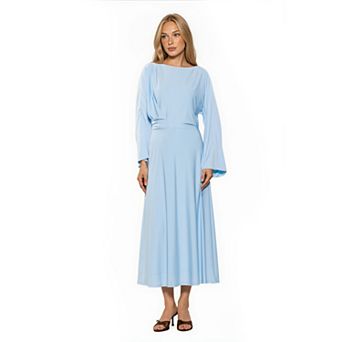 Women's ALEXIA ADMOR Cleo Boatneck Draped Bodice Slinky Maxi Dress
