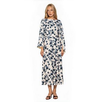 Women's ALEXIA ADMOR Cleo Boatneck Draped Bodice Slinky Maxi Dress