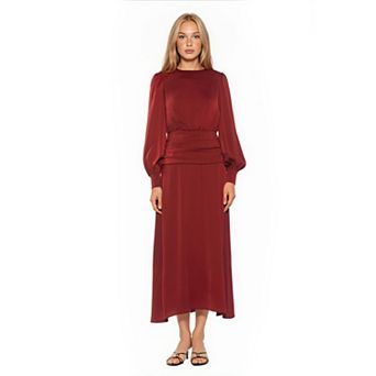 Women's ALEXIA ADMOR Crewneck Draped Waist Midi Dress