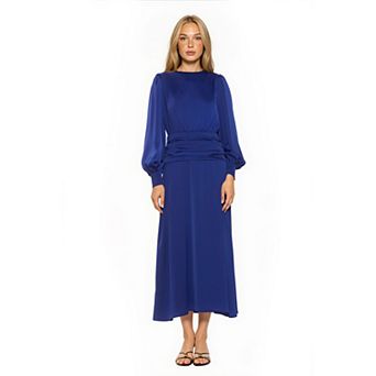 Women's ALEXIA ADMOR Crewneck Draped Waist Midi Dress