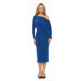 Women's ALEXIA ADMOR One Shoulder Draped Midi Dress