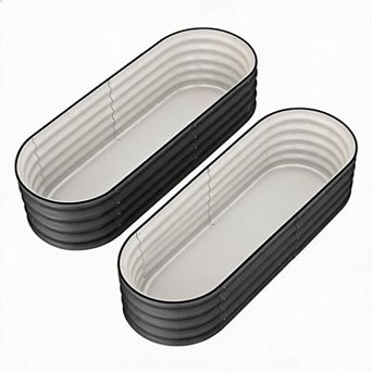 2 Pack 4.5x2x1FT Oval Galvanized Raised Garden Bed（No bottom）