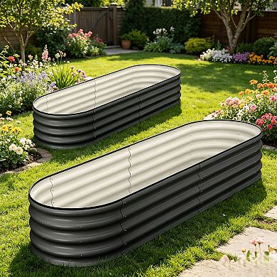 2 Pack 4.5x2x1FT Oval Galvanized Raised Garden Bed（No bottom）