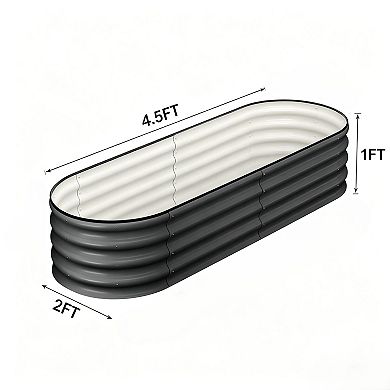 2 Pack 4.5x2x1FT Oval Galvanized Raised Garden Bed（No bottom）