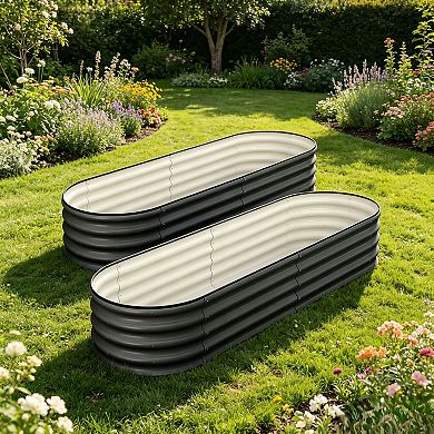 2 Pack 4.5x2x1FT Oval Galvanized Raised Garden Bed（No bottom）