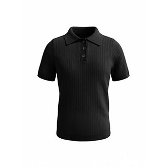 Boys' Ribbed Pullover Polo Short-Sleeve Knit Shirt