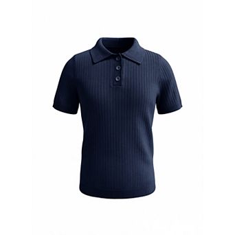 Boys' Ribbed Pullover Polo Short-Sleeve Knit Shirt