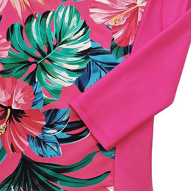 Girls' Two-Piece Rash Guard Swimsuit Set Long-Sleeve Top & Shorts