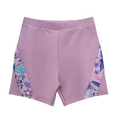 Girls' Two-Piece Rash Guard Swimsuit Set Long-Sleeve Top & Shorts