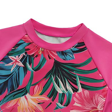 Girls' Two-Piece Rash Guard Swimsuit Set Long-Sleeve Top & Shorts