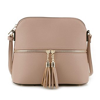 Lunar Dome Crossbody Bag Tassel Zipper Adjustable Strap