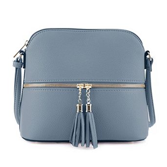 Lunar Dome Crossbody Bag Tassel Zipper Adjustable Strap