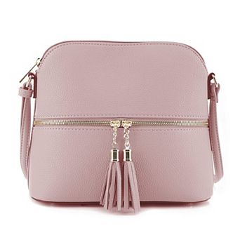 Lunar Dome Crossbody Bag Tassel Zipper Adjustable Strap