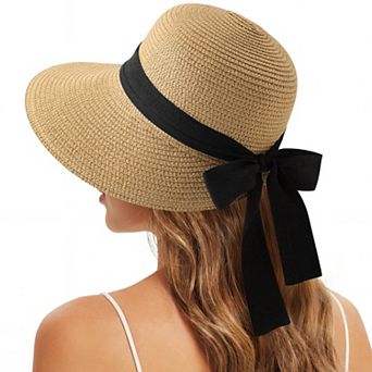 Sun Hat Women UV Protection Foldable Bowknot Beach Summer