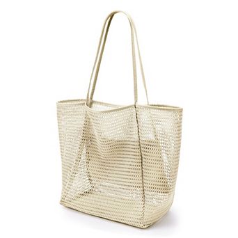 23l Beach Mesh Tote Bag Casual Hobo Women Foldable Shoulder Picnic Vacation