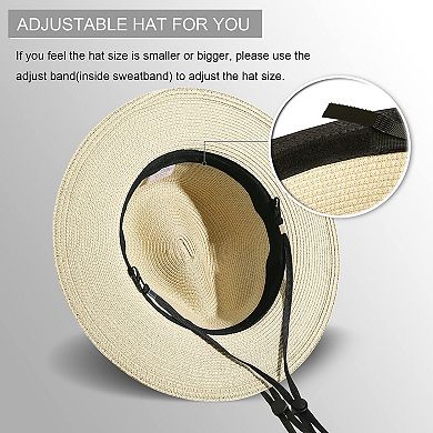 Women Panama Fedora Hat Wide Brim Roll Up Beach Sun UPF50+