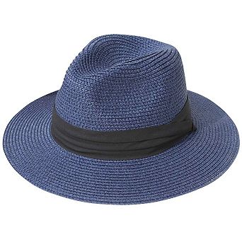 Women Panama Fedora Hat Wide Brim Roll Up Beach Sun UPF50+
