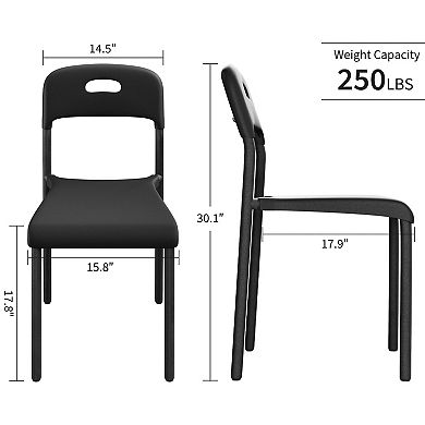 Set of 2 Ergonomic Plastic Seats with Metal Legs, Waterproof and Mark-Resistant